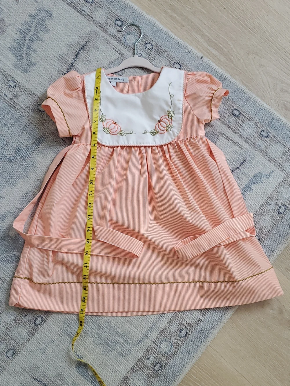Sweet Dreams Girls Embroidered Pumpkin Fall Harvest Dress Sz3